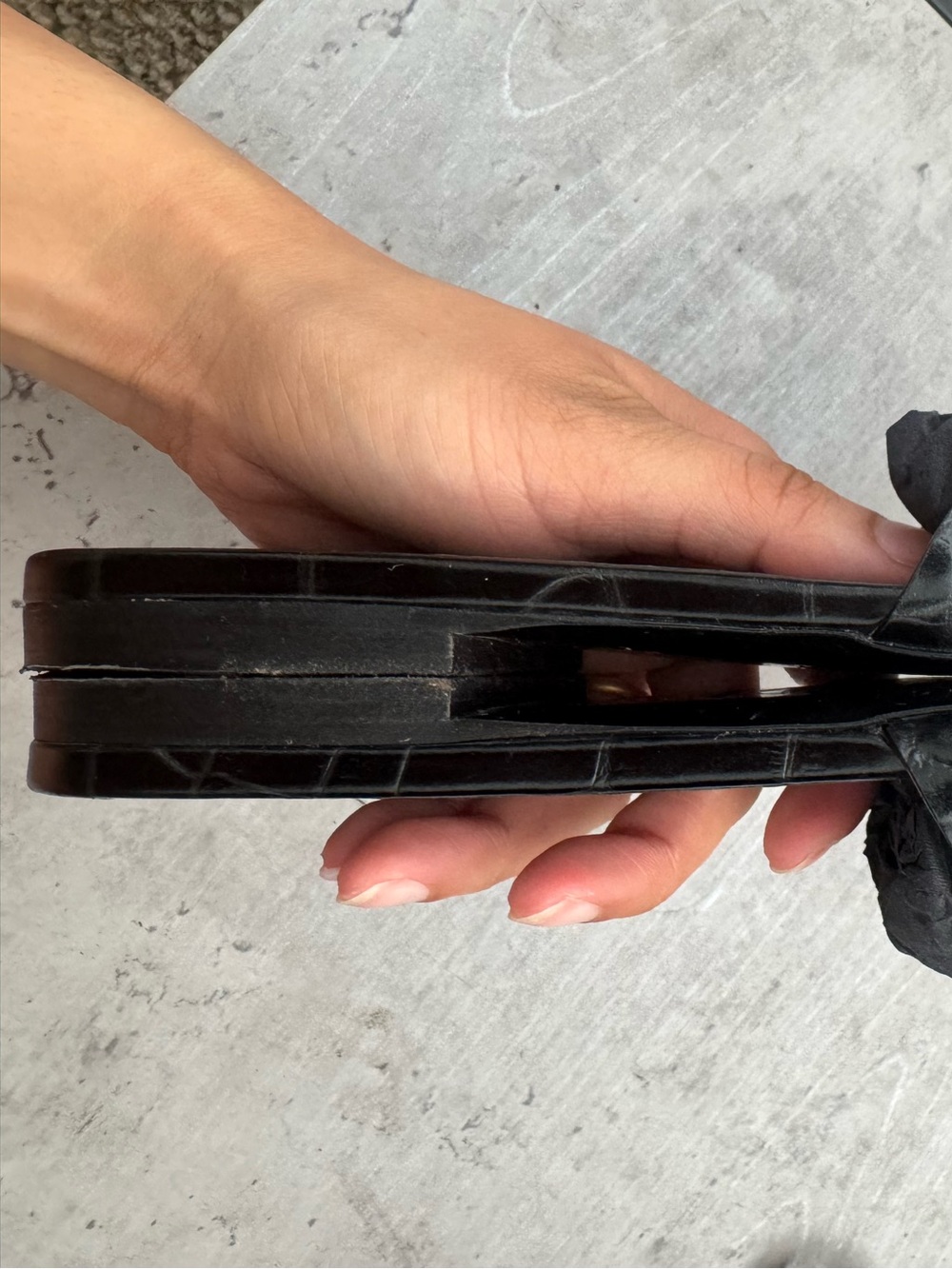Saint Laurent Black Croc-Embossed Tribute Slide Sandals - Picture 11 of 11
